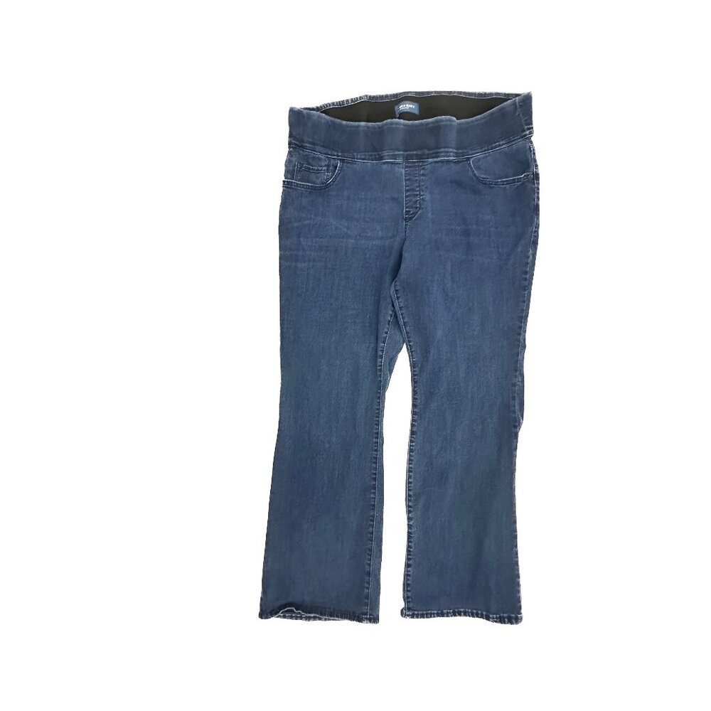 Old‎ Navy Rockstar Pull On Bootcut Womens size 24P Dark Wash Blue Denim jeans